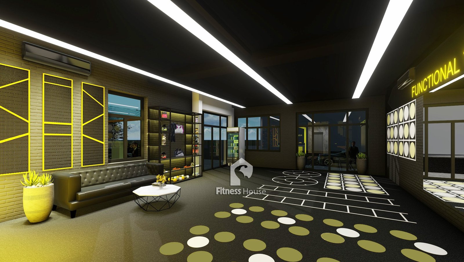 Thiết kế 3d minh họa phòng gym