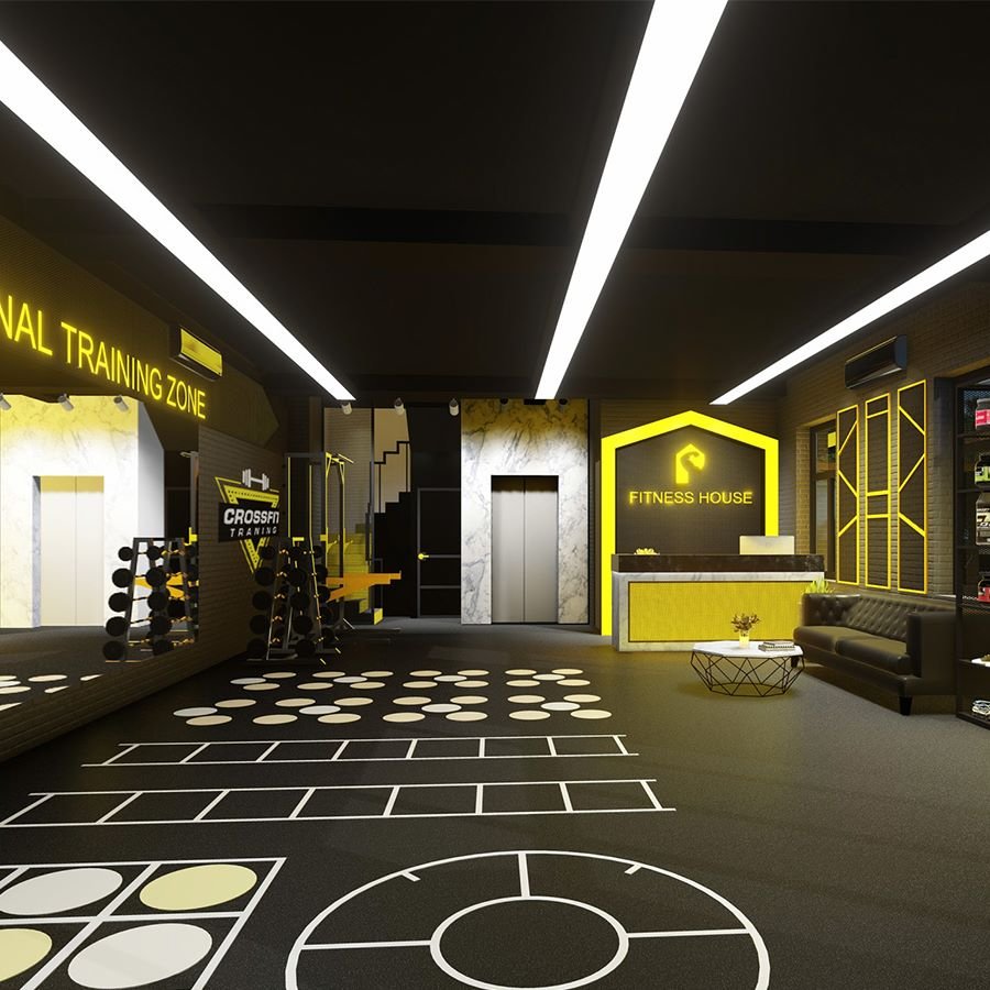 Ảnh 3D minh họa thiết kế phòng gym