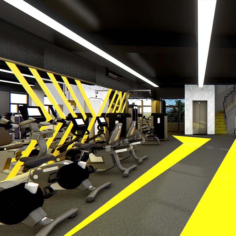 Hình ảnh mô phỏng setup phòng tập gym đẹp