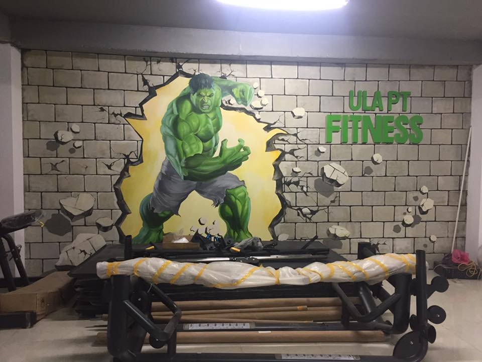 vẽ tranh tường graffity trang trí phòng tập gym