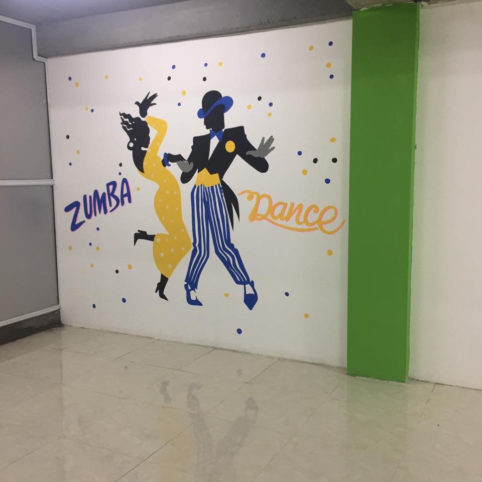 vẽ tranh trang trí phòng tập nhảy zumba dance