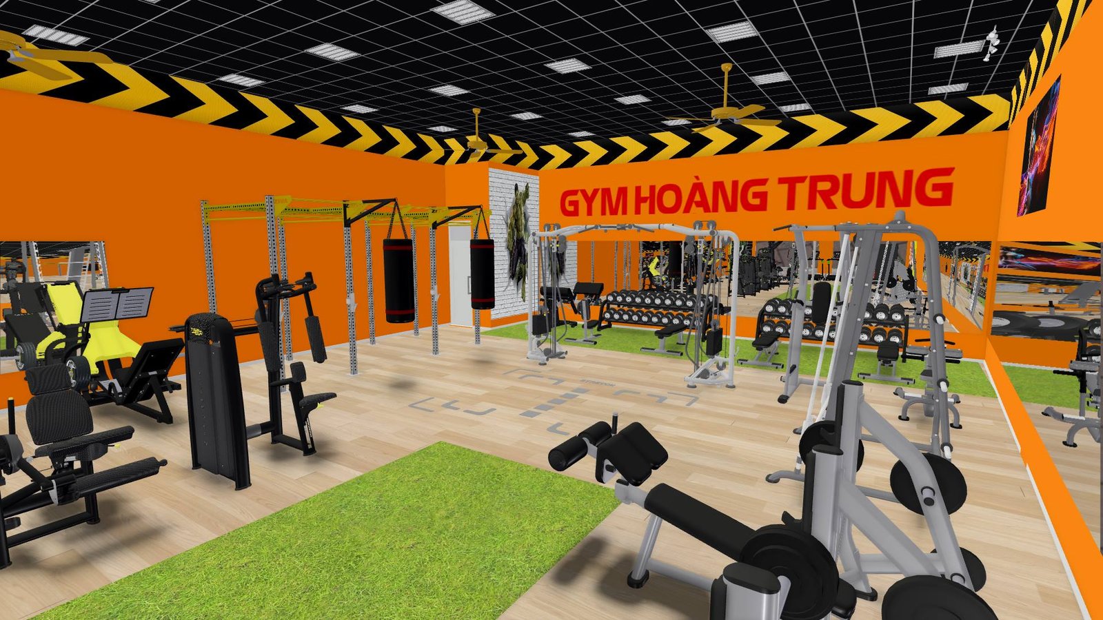 Hình ảnh mô phỏng setup phòng tập gym