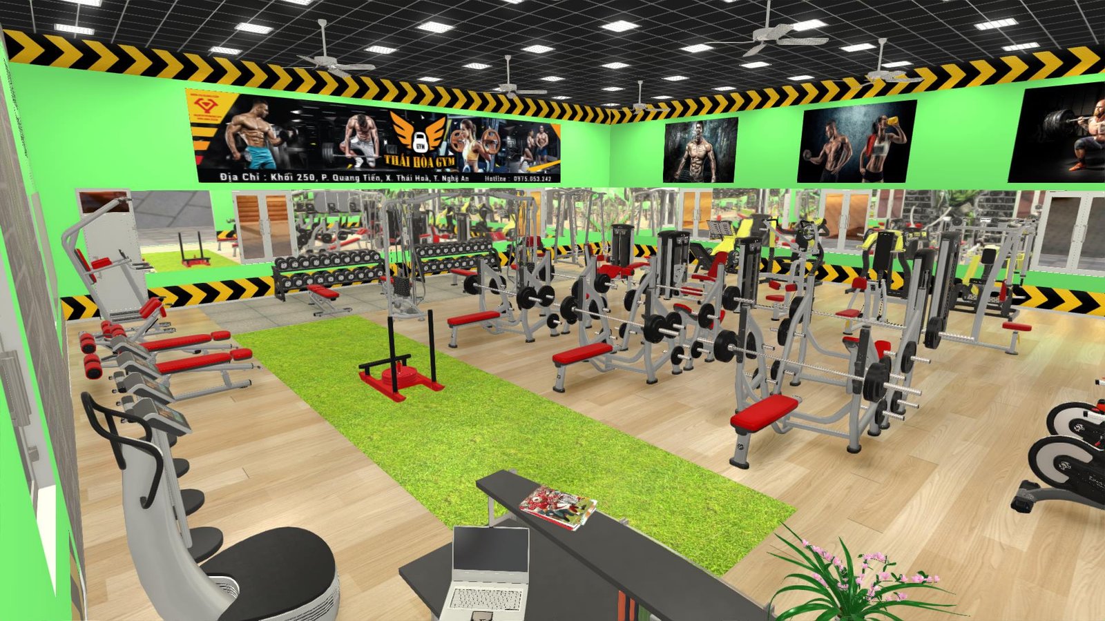 Dựng hình render 3D cho phòng gym quy mô nhỏ