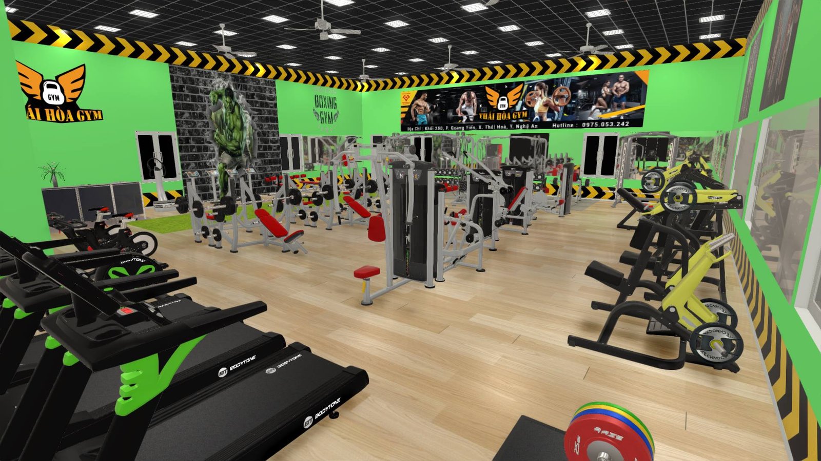 Các góc ảnh 3D minh họa phòng tập gym giá rẻ