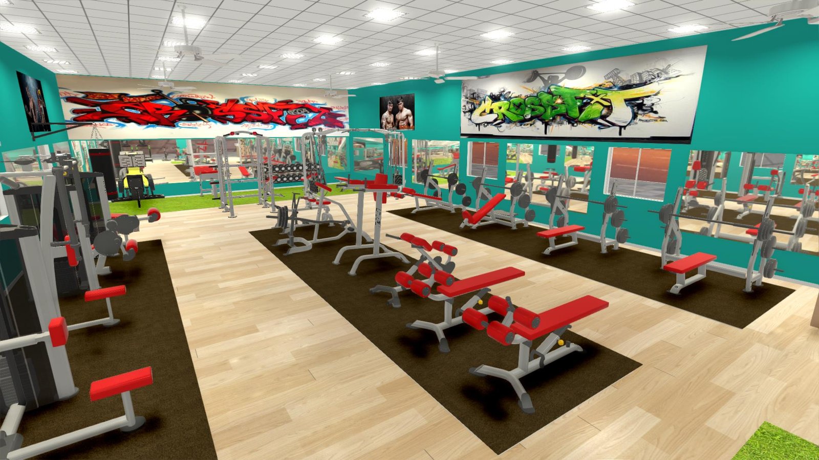 Thiết kế 3d minh họa phòng gym
