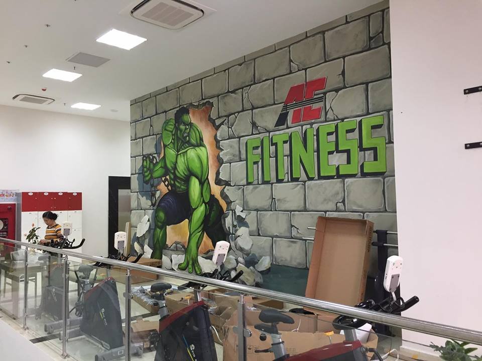 trang trí tranh vẽ tường cho phòng tập gym