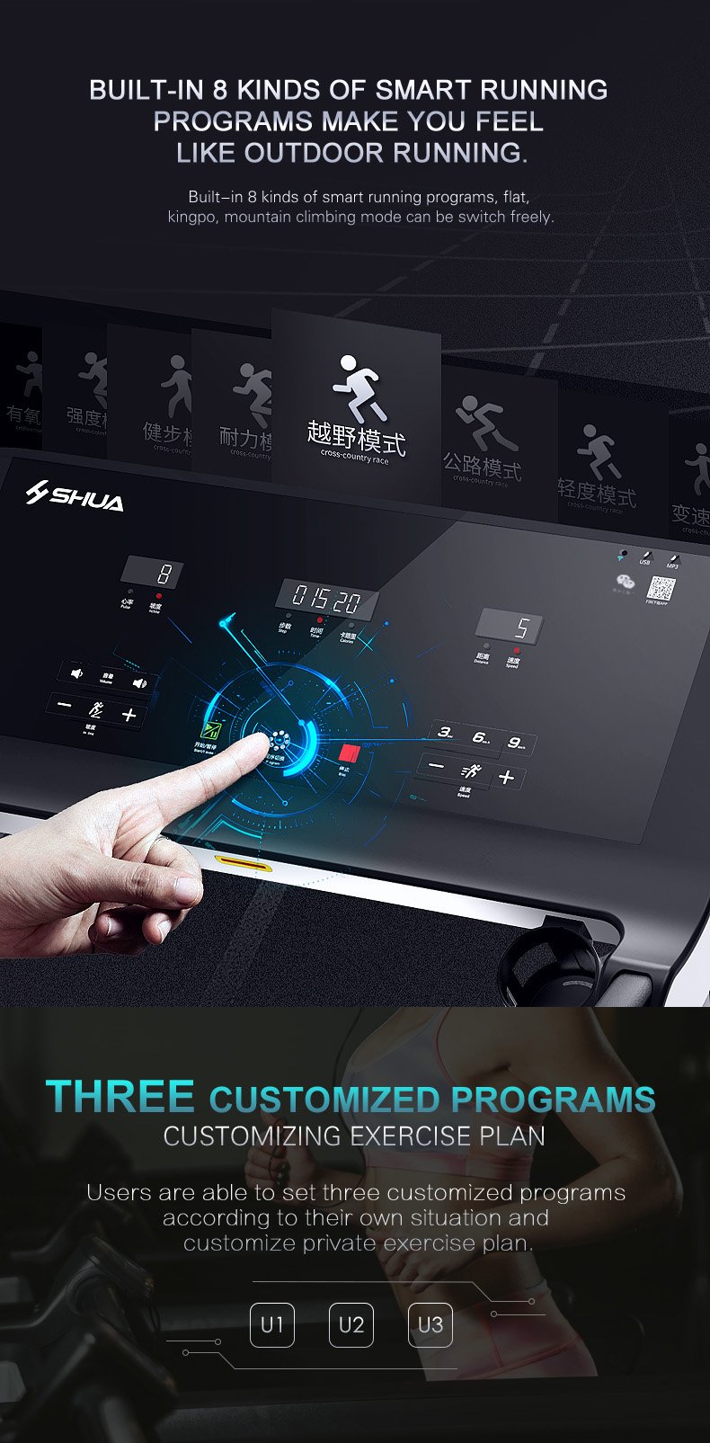 Máy chạy bộ màn hình cảm ứng Shua E6